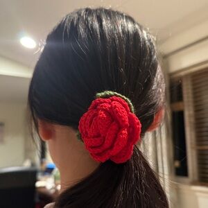 Handmade Crochet Rose Hair Scrunchie / Hair Tie 🌹